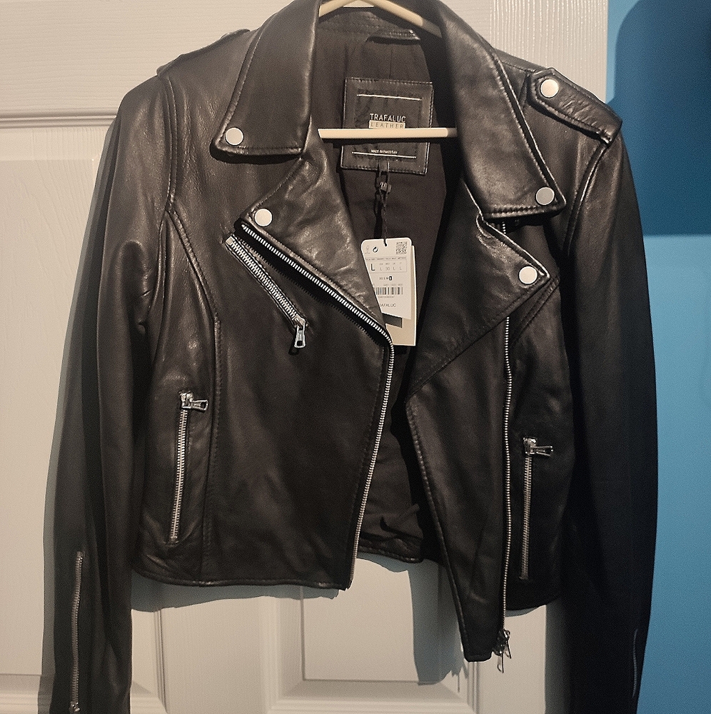 Zara TRF Leather Biker Jacket NWT